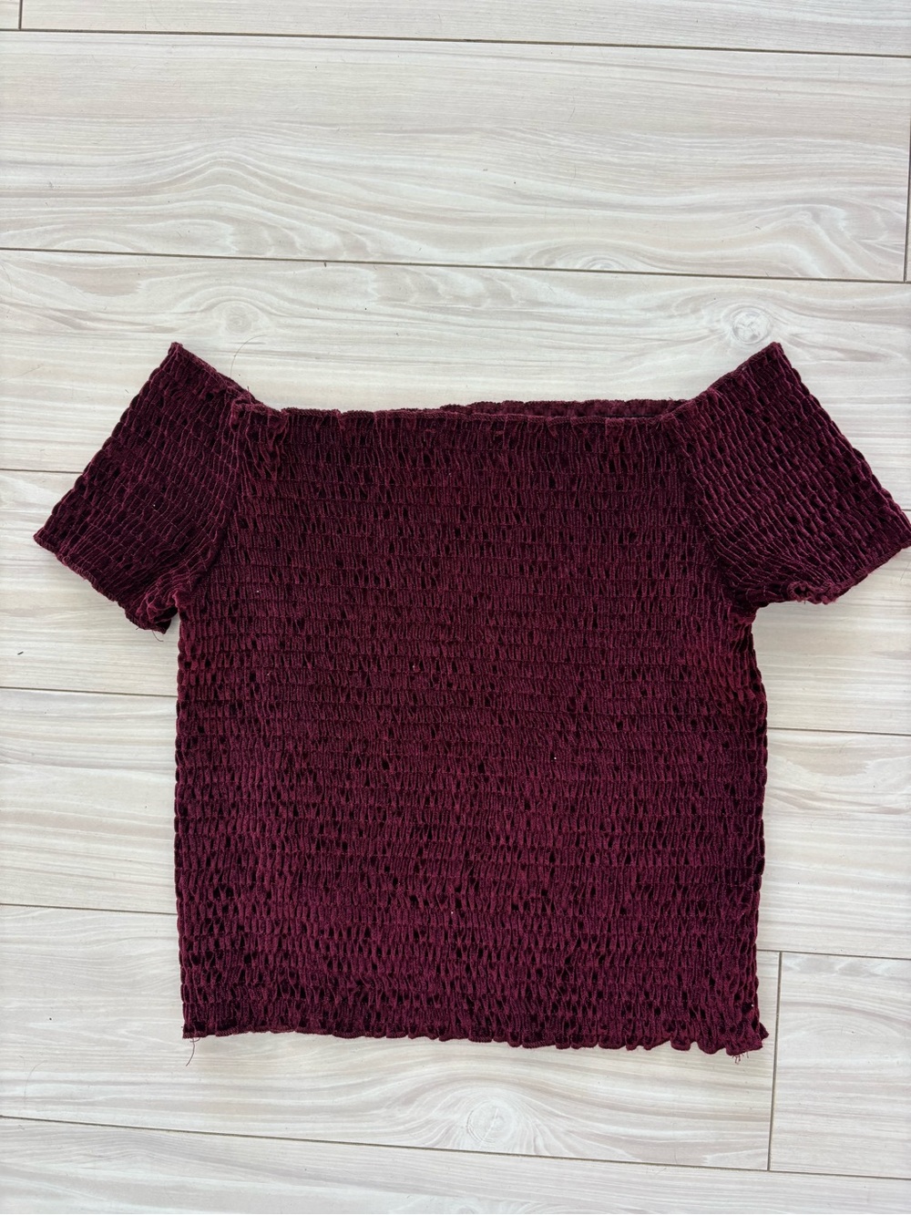 Velvet off-the-shoulder crop top